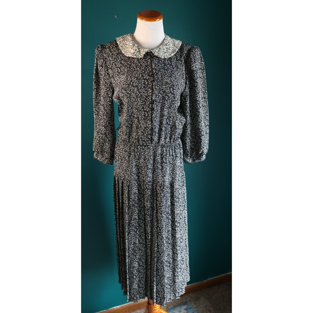 Vintage Jonathan Martin Ditsy Floral Lace Cottagecore Prairie Maxi Button Dress